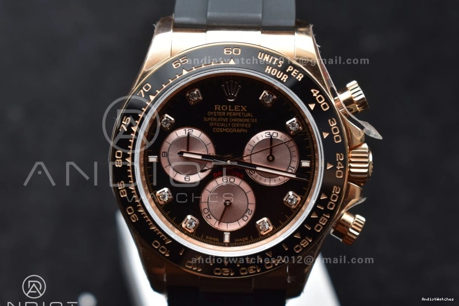 WaterResistant 1:1 Best V6 Diamonds Daytona SH4131 Edition (Weighted) RG QF Strap 801 on Dial 126515 Oysterflex Black 0711